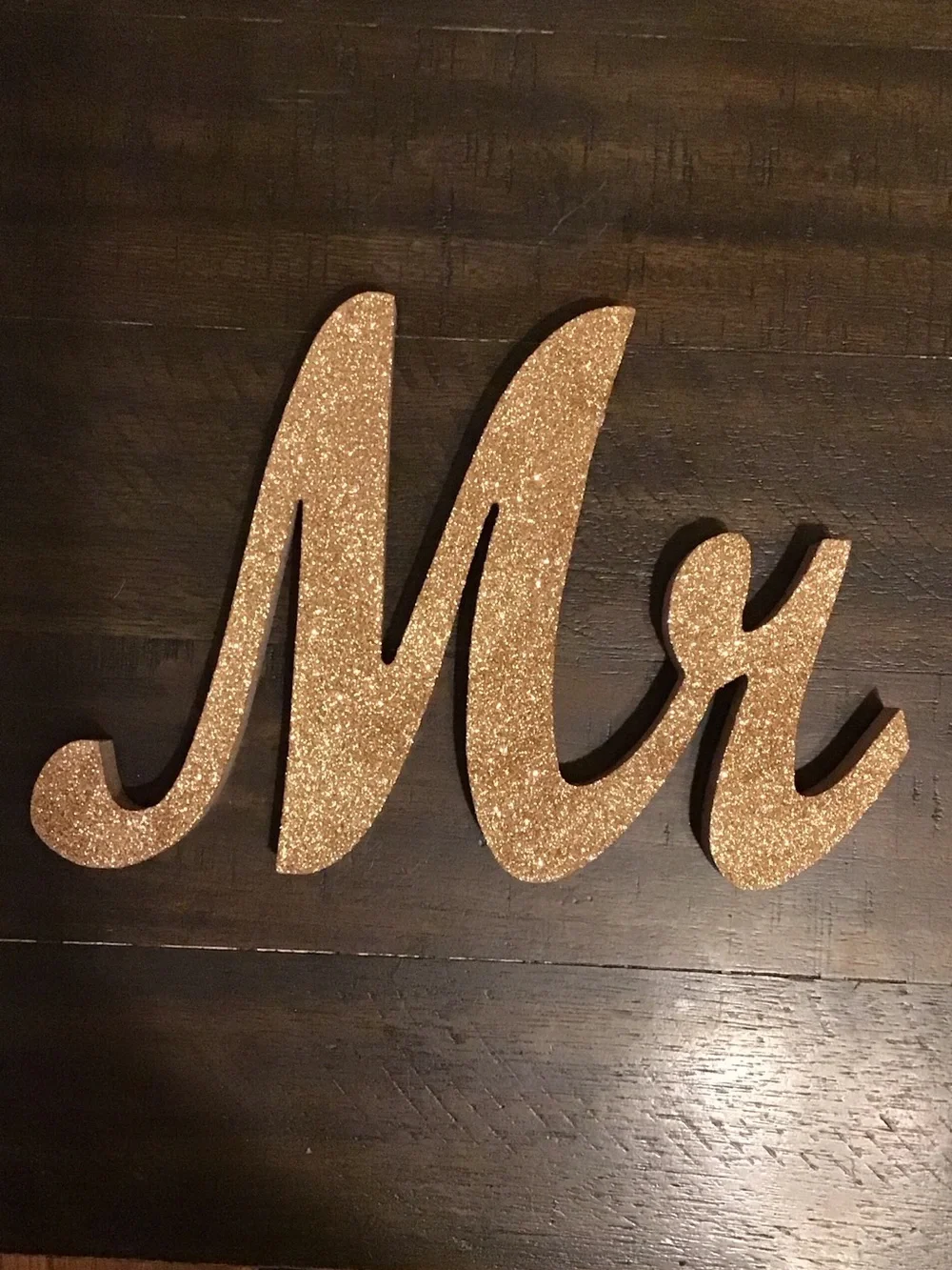 Mr & Mrs Glitter Tabletop Sign - Gold
